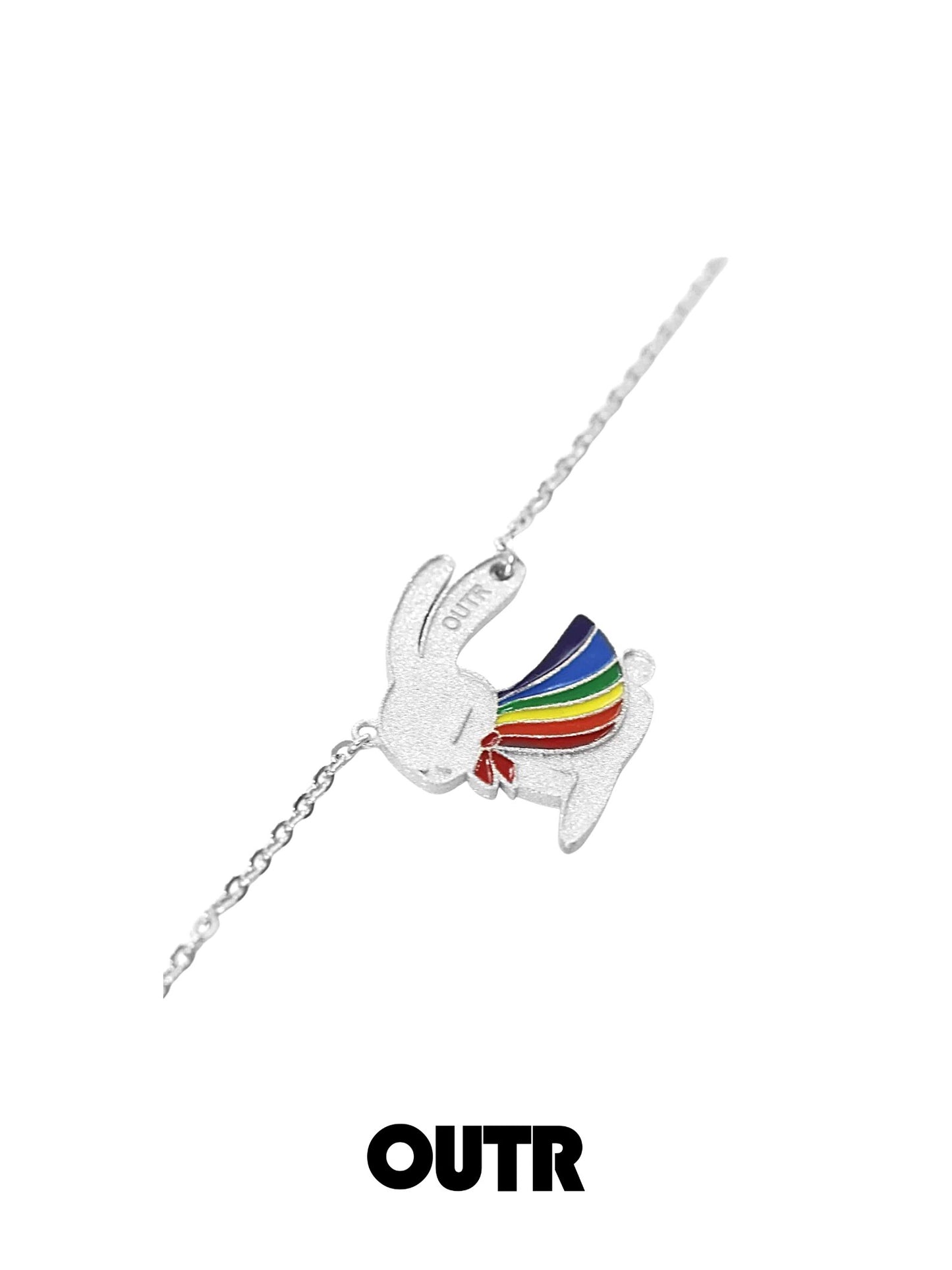 OUTR Rainbow Pride Cape Rabbit Necklace, inclusive accessory for self-expression