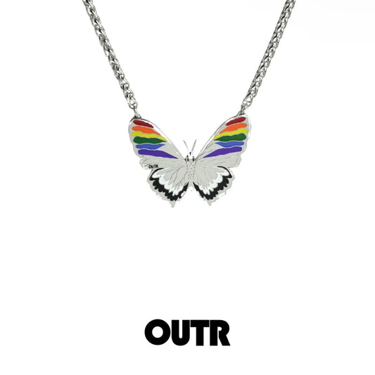 OUTR Rainbow Wings necklace, rainbow Pride jewelry image