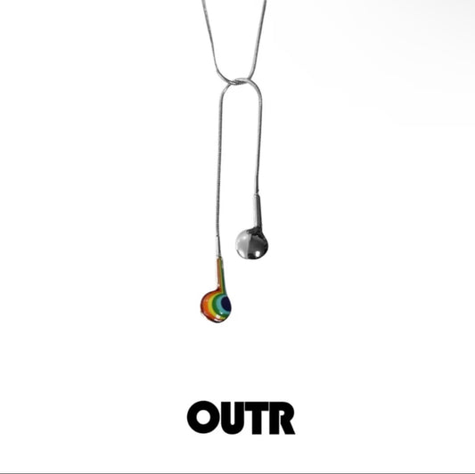 OUTR Rainbow Earphones Necklace, contemporary Pride jewelry image