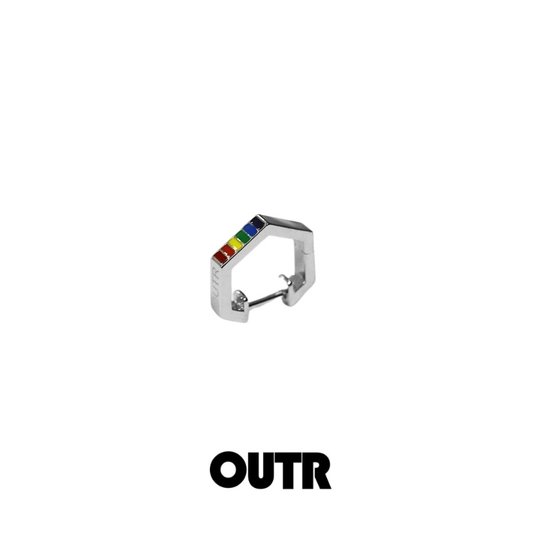 OUTR Rainbow silver earring, Pride earrings and LGBTQ gift image