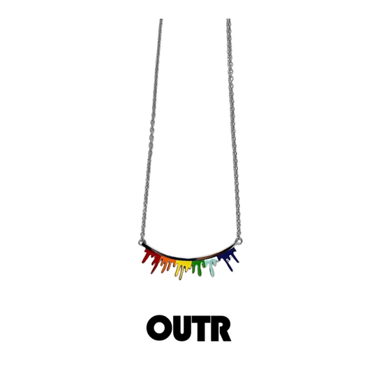 OUTR Rainbow Rain Necklace, rainbow Pride jewelry image