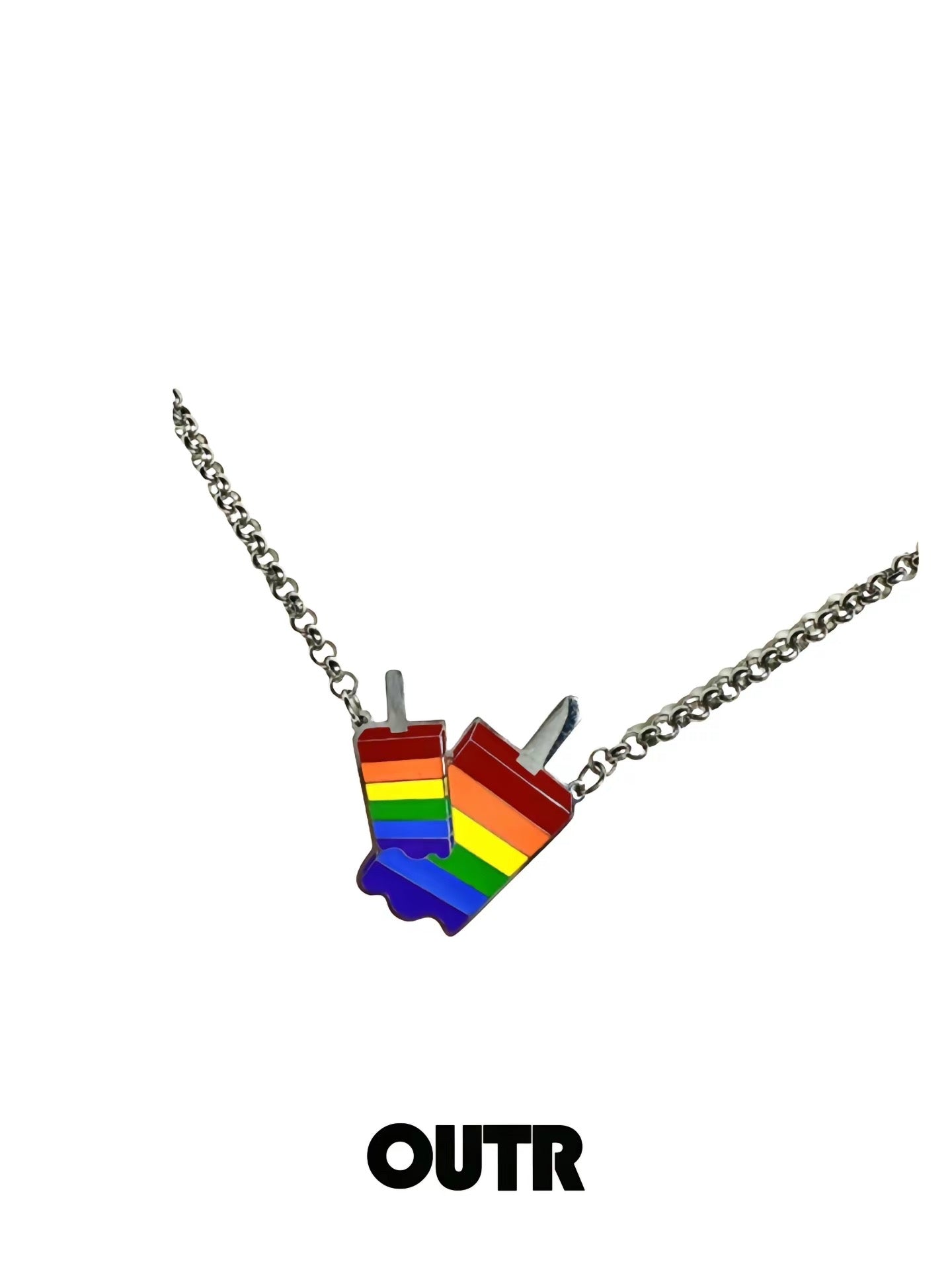 OUTR Rainbow Summer Echo Necklace, rainbow Pride jewelry image