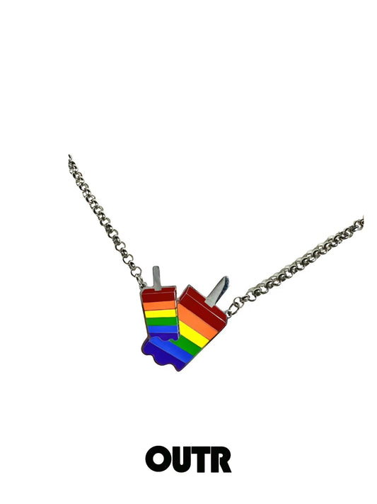 OUTR Rainbow Summer Echo Necklace, rainbow Pride jewelry image