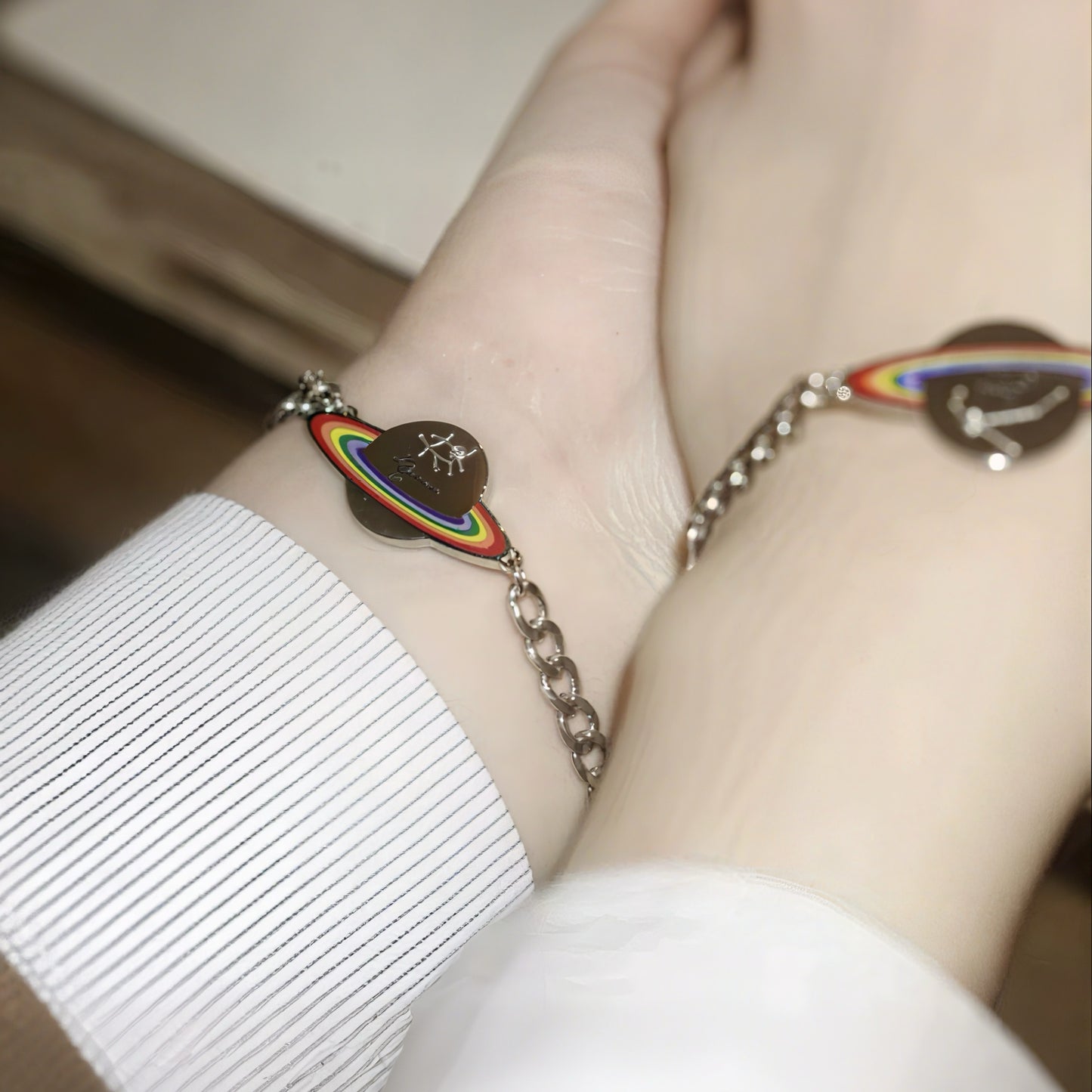 OUTR Orbit Reign Bracelet, meaningful LGBTQ gift bracelet detail
