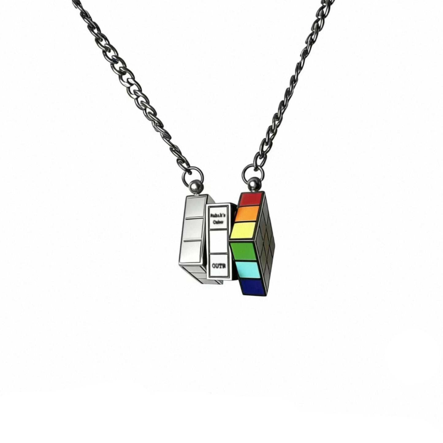 OUTR Recode Cube Necklace, LGBTQ gift necklace detail