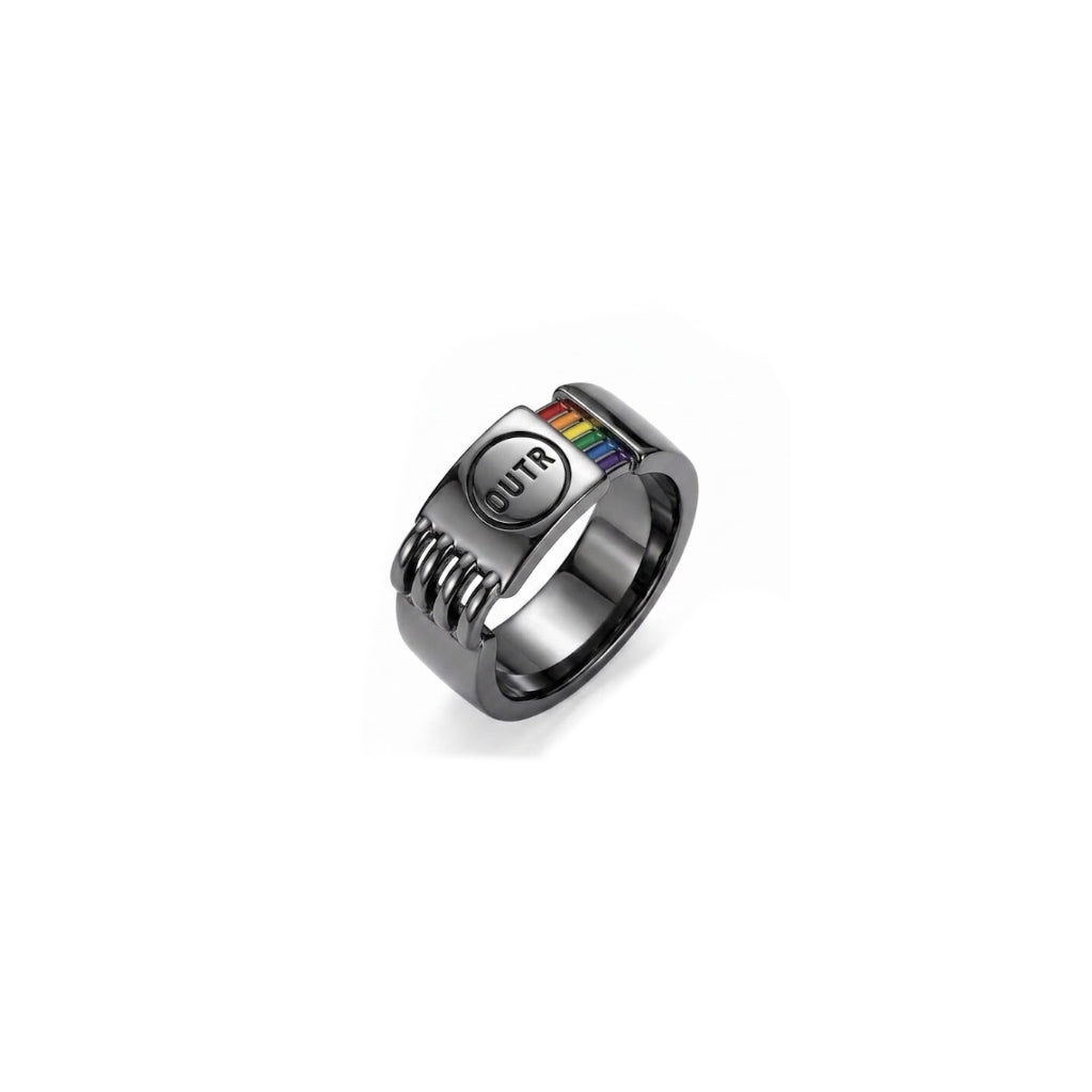 OUTR Memoir Ring, contemporary LGBTQ ring detail