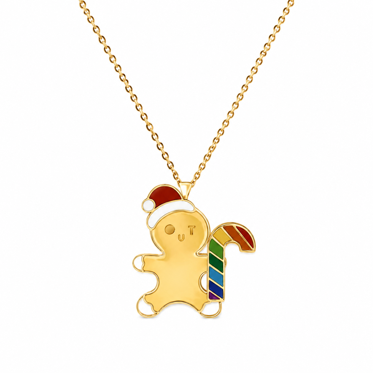 OUTR Gingerbread Charm Necklace, rainbow Pride jewelry gift image