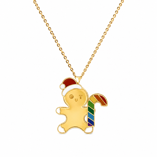 OUTR Gingerbread Charm Necklace, rainbow Pride jewelry gift image
