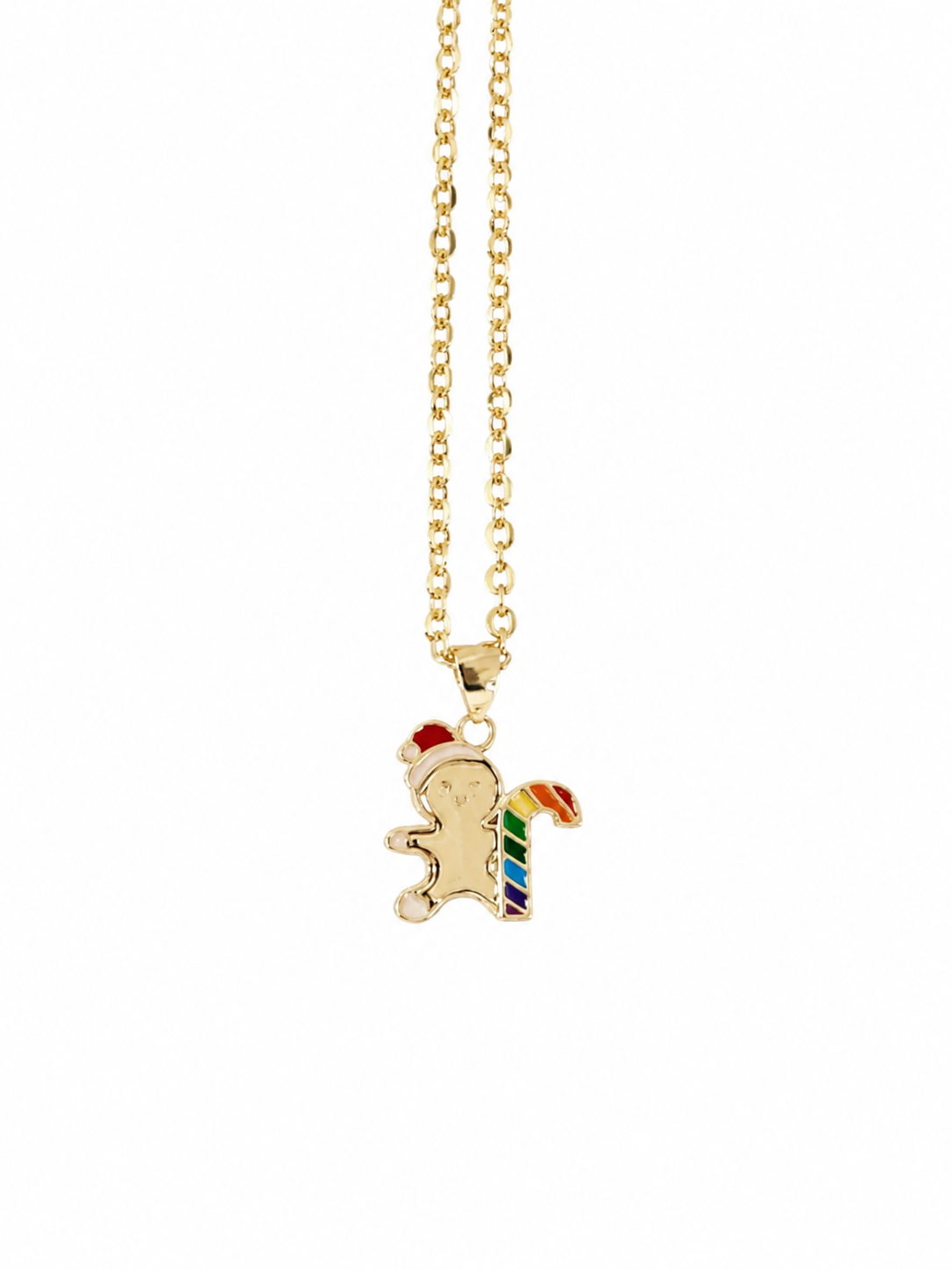 OUTR Gingerbread Charm Necklace, contemporary LGBTQ necklace detail