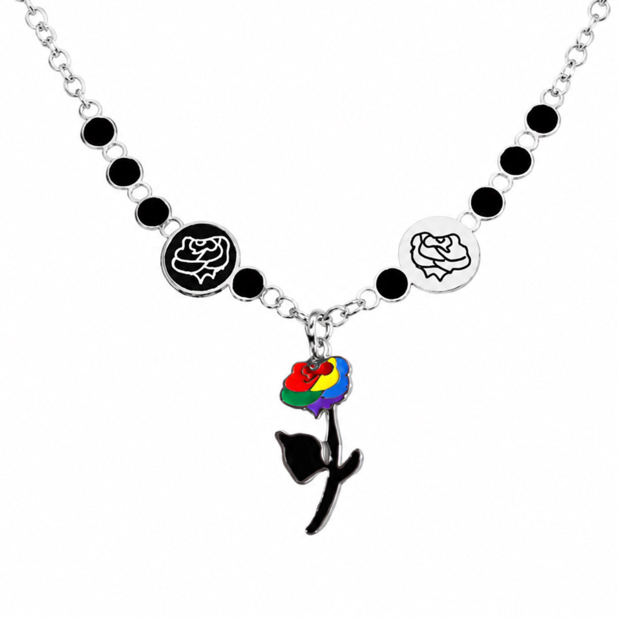 Ma Vie En Rose Necklace | Rainbow Rose Pride Jewelry