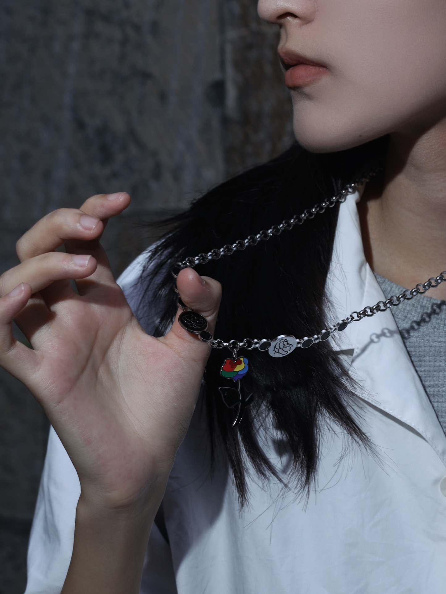 OUTR Ma vie en rose Necklace, meaningful queer jewelry gift image