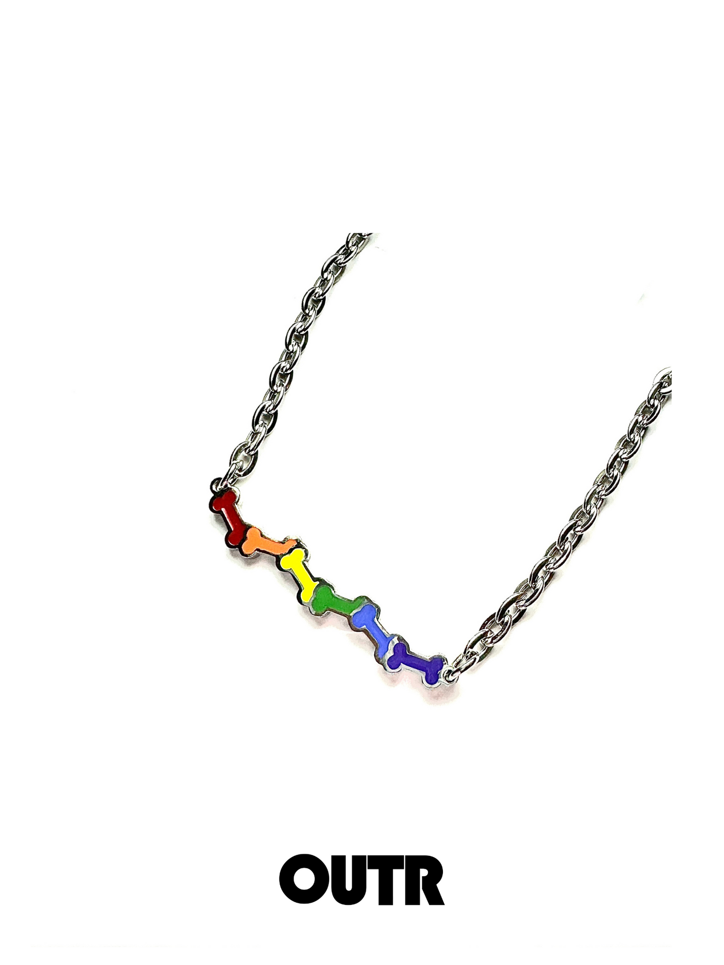 OUTR Puppy and Bones Necklace For LGBTQ, Pride-inspired self-expression jewelry