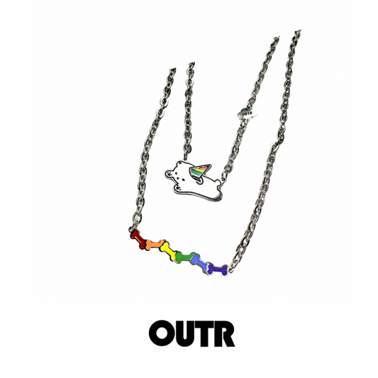 OUTR Puppy and Bones Necklace For LGBTQ, Pride jewelry gift image