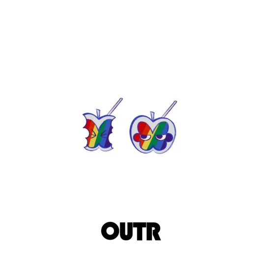 OUTR Forbidden Bite and Peaceful Apple Earrings, queer jewelry image