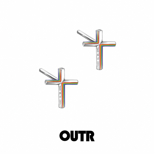 OUTR Rainbow Cross Earrings, Pride earrings and LGBTQ jewelry image
