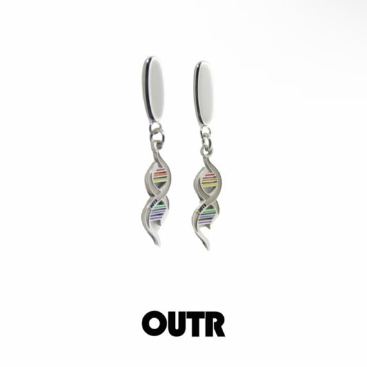 OUTR Rainbow DNA Double Helix Ear Studs, Pride earrings image