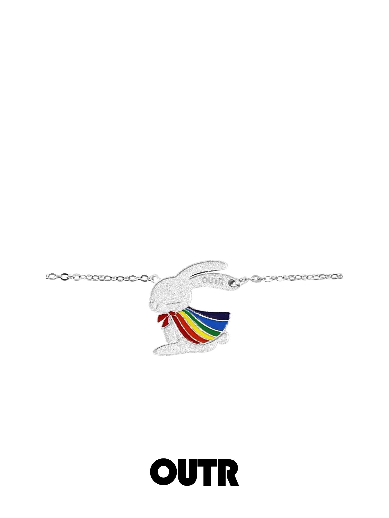 OUTR Rainbow Pride Cape Rabbit Necklace, contemporary queer jewelry image