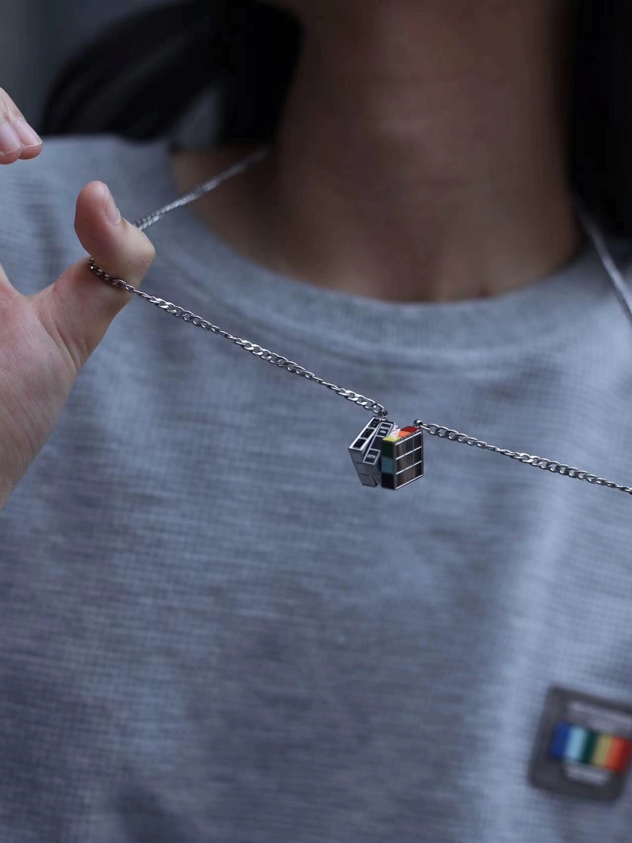 OUTR Recode Cube Necklace, Pride-inspired product detail