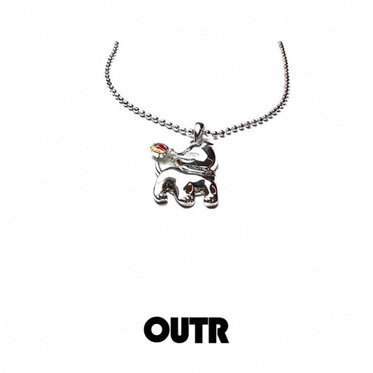 OUTR Puppy Holding a Rainbow Rose Necklace, Pride jewelry gift image