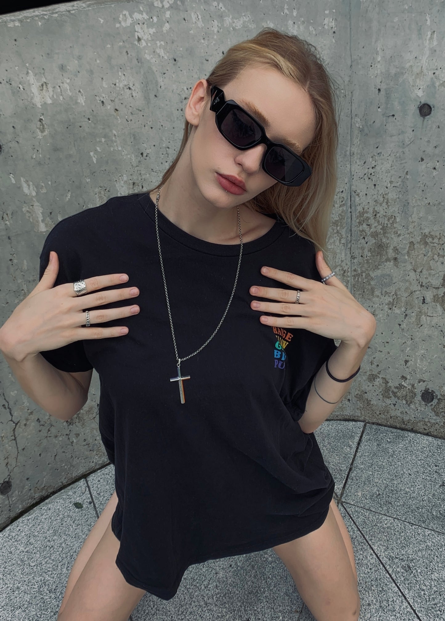 OUTR Beyond Cross Necklace, LGBTQ gift necklace detail