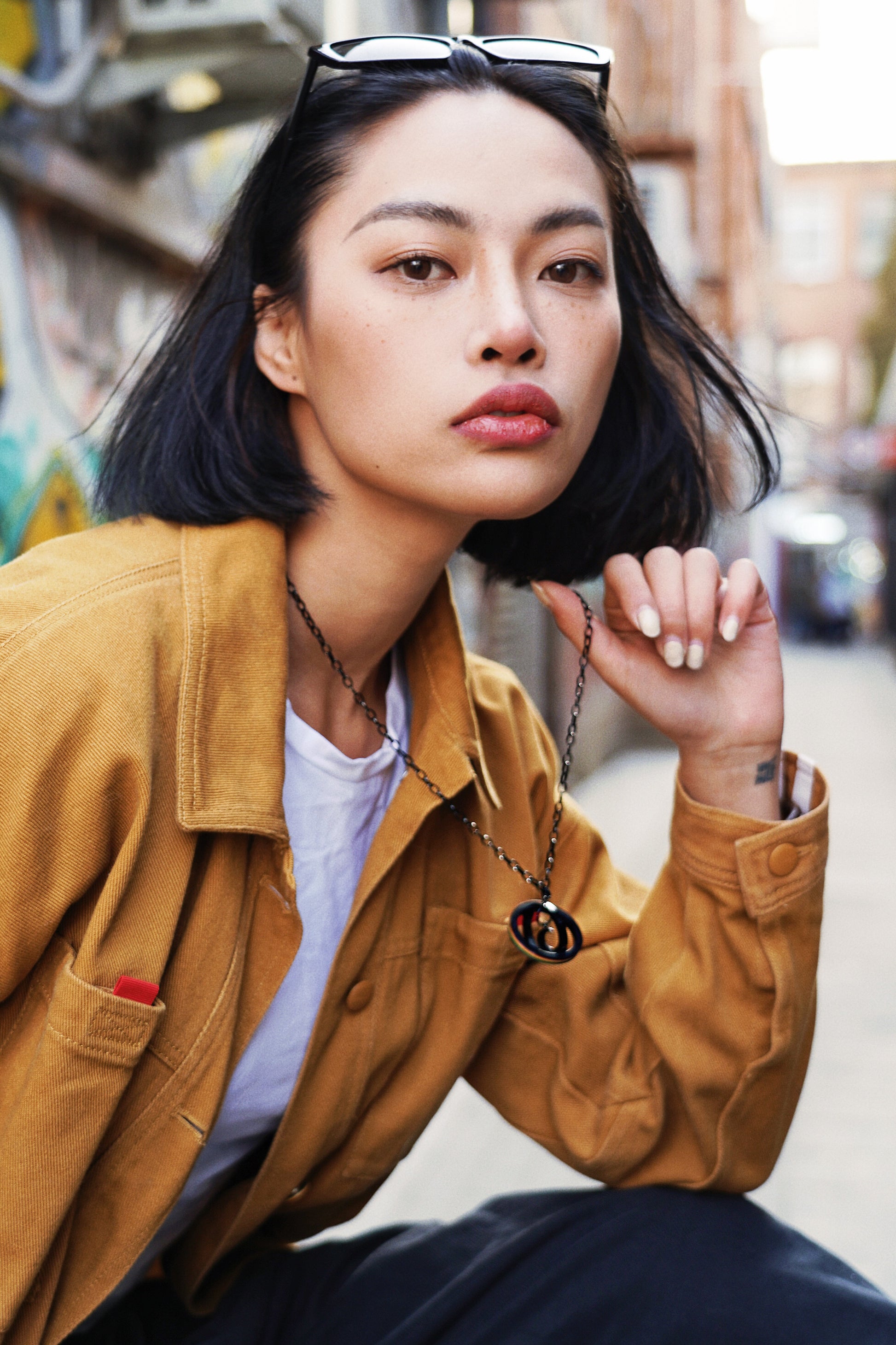 OUTR Lunar Orbit Necklace, modern queer necklace styling image