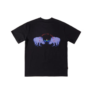 "Rainbow Rhinoceros" Black T-shirt